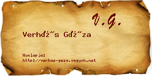 Verhás Géza névjegykártya